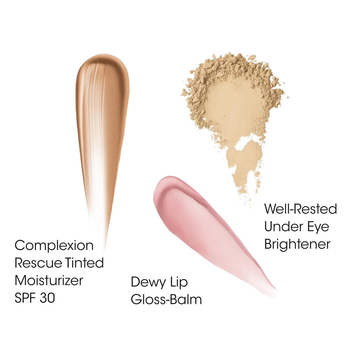 bareMinerals 3-Piece Clean Beauty Gift Set, Includes 3 Full-Sizes, Tinted Moisturizer Mineral SPF 30 + Hyaluronic Acid, Under-Eye Brightener + Concealer, Dewy Lip Gloss-Balm Set, Makeup Trio