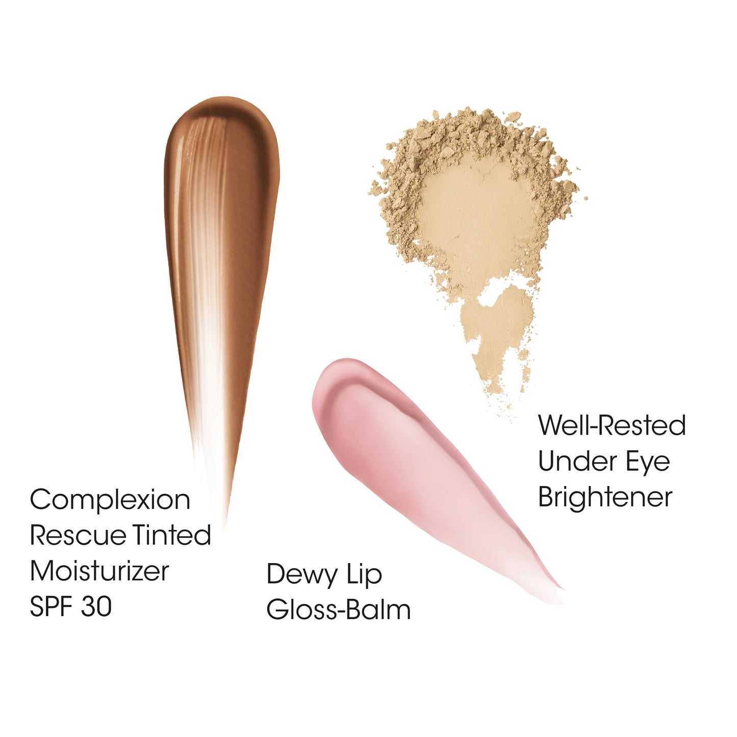 bareMinerals 3-Piece Clean Beauty Gift Set, Includes 3 Full-Sizes, Tinted Moisturizer Mineral SPF 30 + Hyaluronic Acid, Under-Eye Brightener + Concealer, Dewy Lip Gloss-Balm Set, Makeup Trio